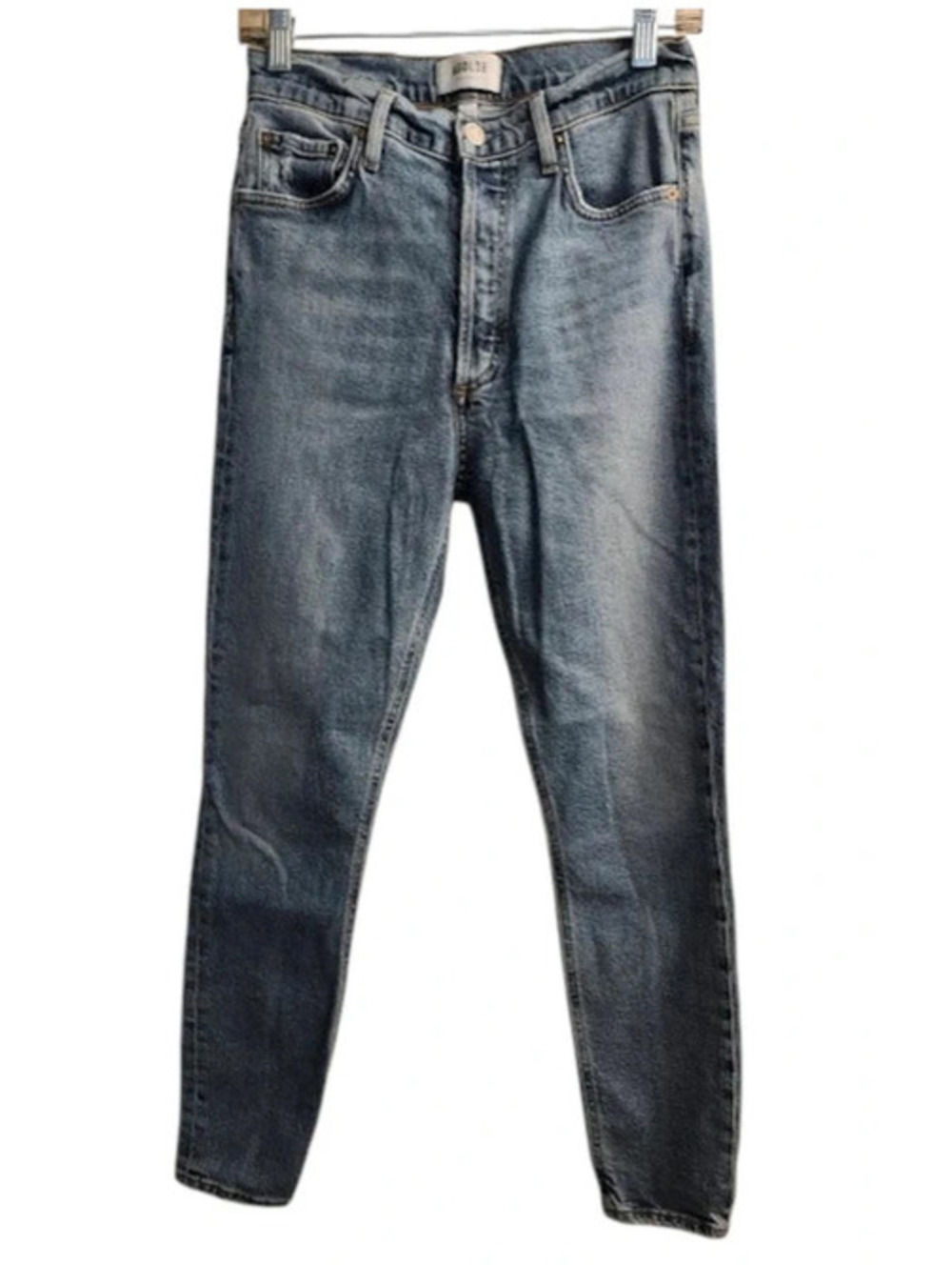 Agolde Nico high rise slim fit button fly distressed jeans Size 27